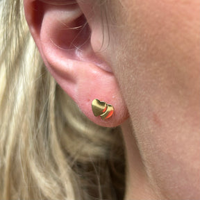14KY Double Heart Stud Earrings