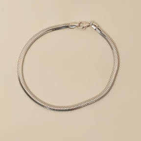 sterling silver flat oval snake chain bracelet 7.5"
