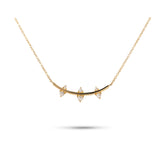 14k yellow gold bar necklace with 6 alternating diamonds