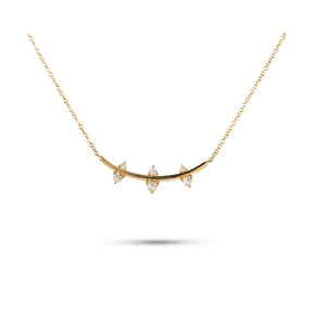 14k yellow gold bar necklace with 6 alternating diamonds