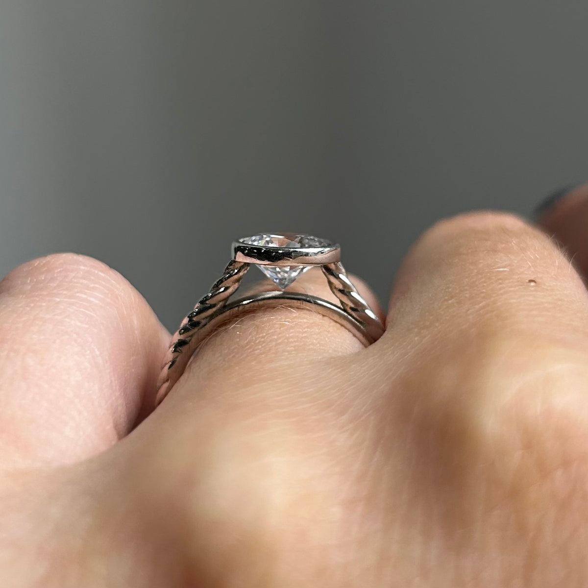 14KW 1.50ct CZ Rope Band Engagement Size 7.25