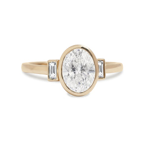 14k yellow, white, or rose gold diamond semi custom three stone bezel set ring