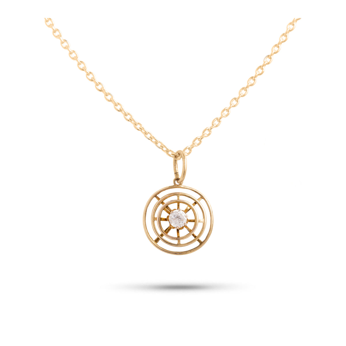 14k yellow gold diamond pendant necklace with 16in chain