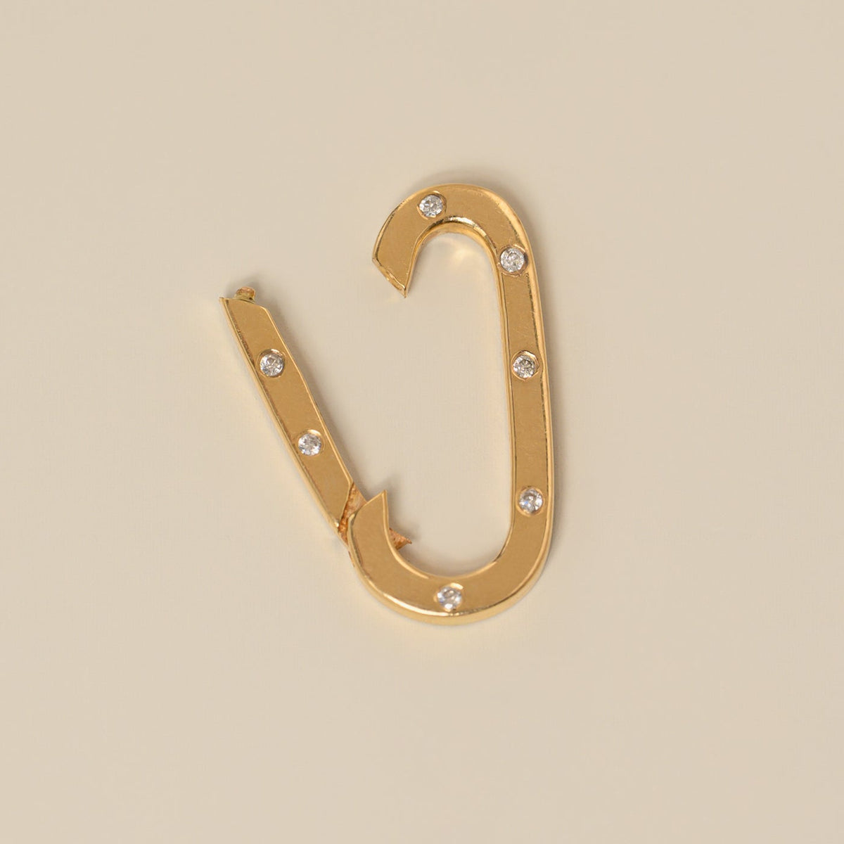 14k yellow gold inset diamond charm holder clip bail 