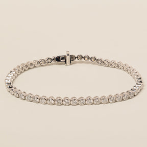 14k gold lab diamond round brilliant cut bezel set tennis bracelet