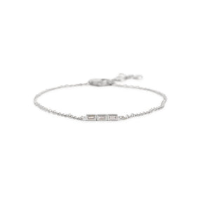 14k white gold triple bezel set baguette diamond bracelet