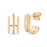 14k yellow gold diamond pave open space cage drop stud earrings