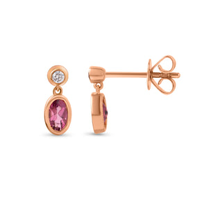 14k rose gold diamond and pink topaz drop earrings