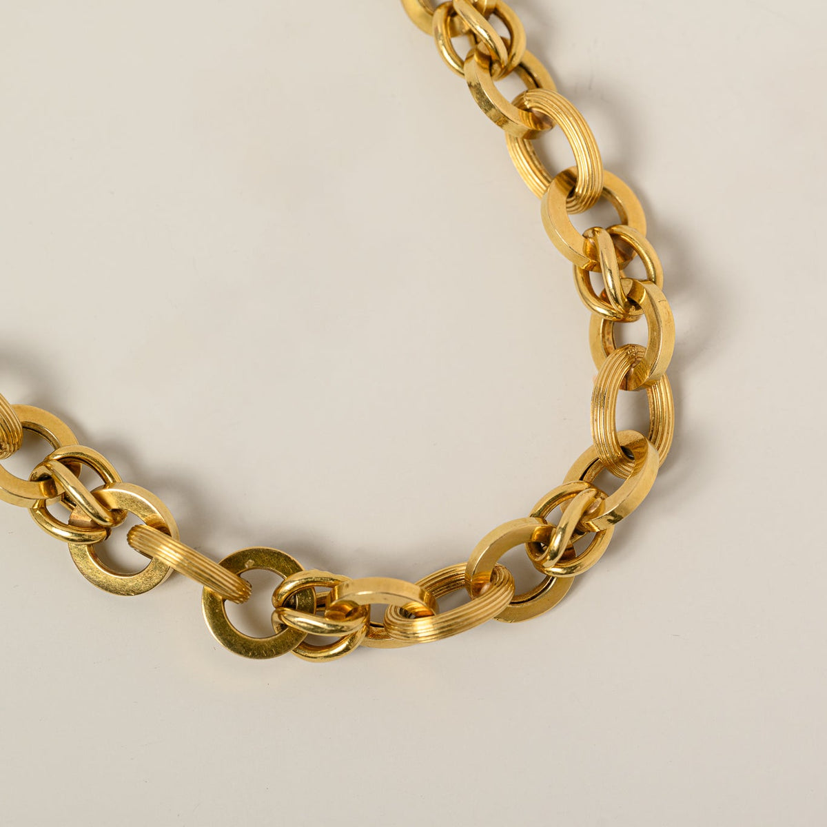 18k yellow gold fancy cable chain chunky mid century estate bracelet 8"