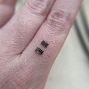 0.44tcw Salt and Pepper Baguette Diamond Pair