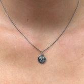Sterling Silver Engraved Flower Disc Necklace