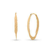 14k yellow gold estate textured oval shape hoop earrings