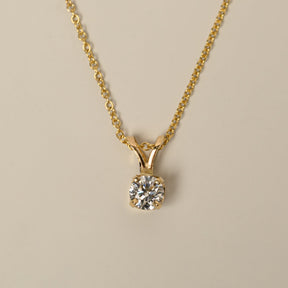 14k yellow gold 0.36ct round brilliant cut natural diamond split bail pendant necklace
