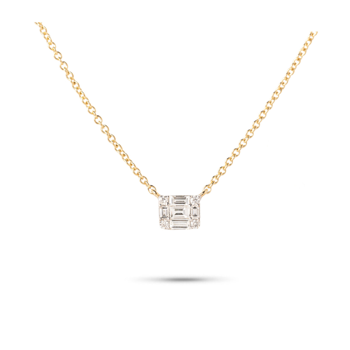 14k yellow gold diamond cluster illusion necklace 