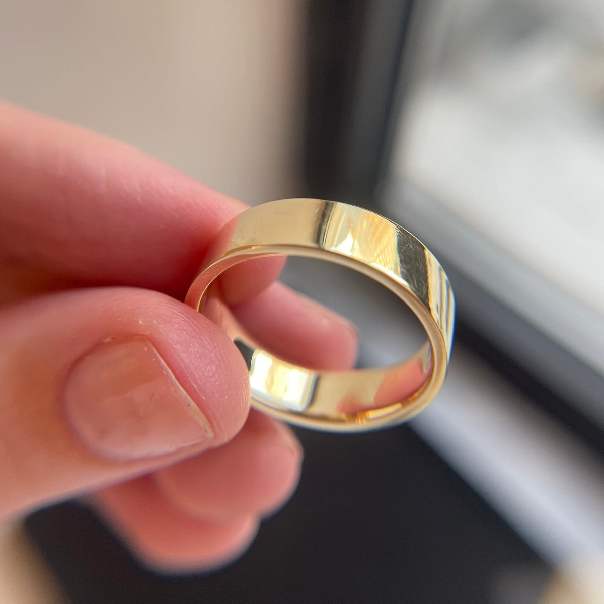 14K Yellow Gold Flat Men's Wedding Band