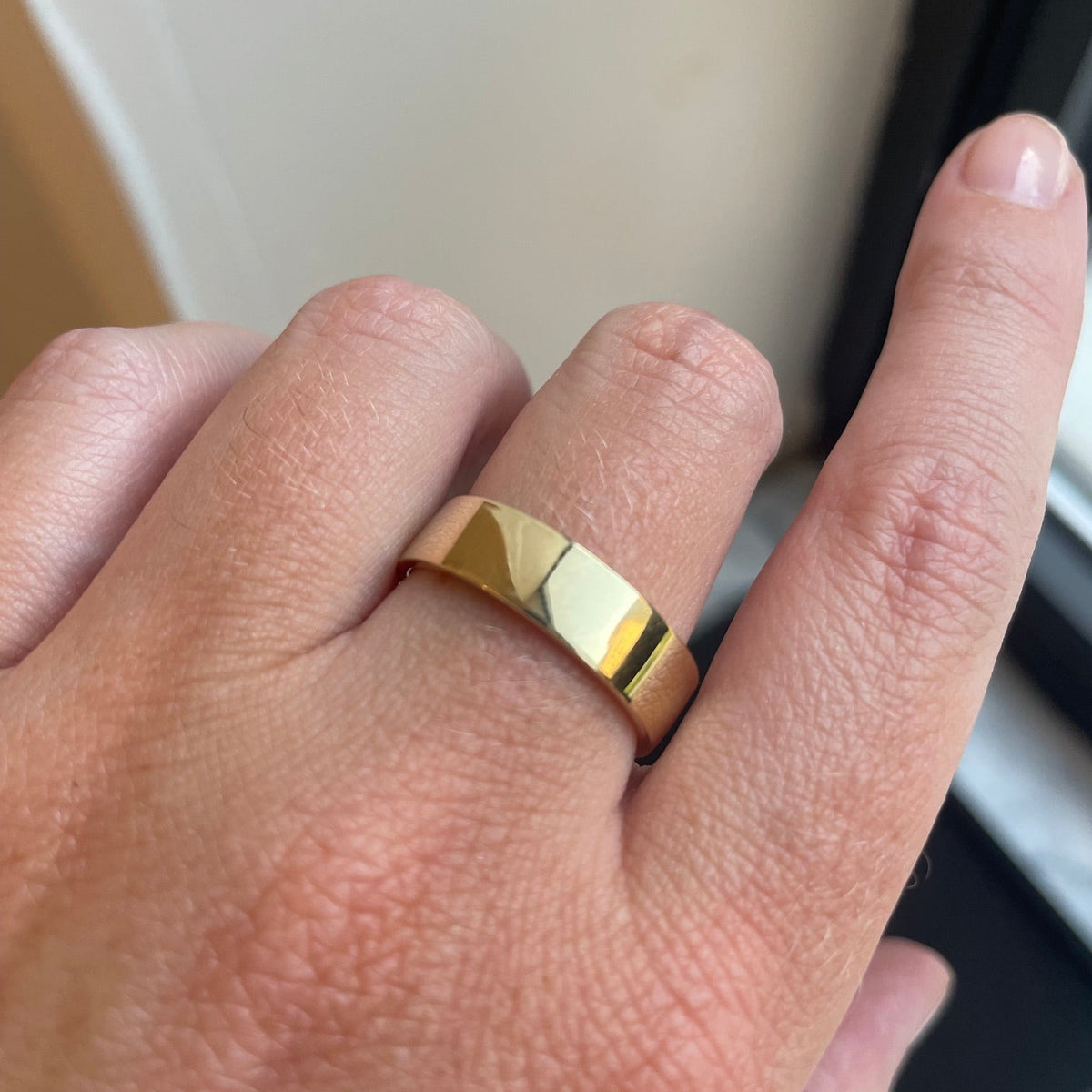 14K Yellow Gold Flat Men's Wedding Band