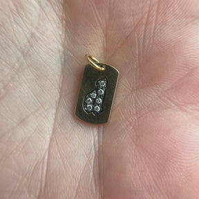 14K Yellow Gold Diamond "d" Dog Tag Charm