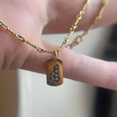14K Yellow Gold Diamond "d" Dog Tag Charm
