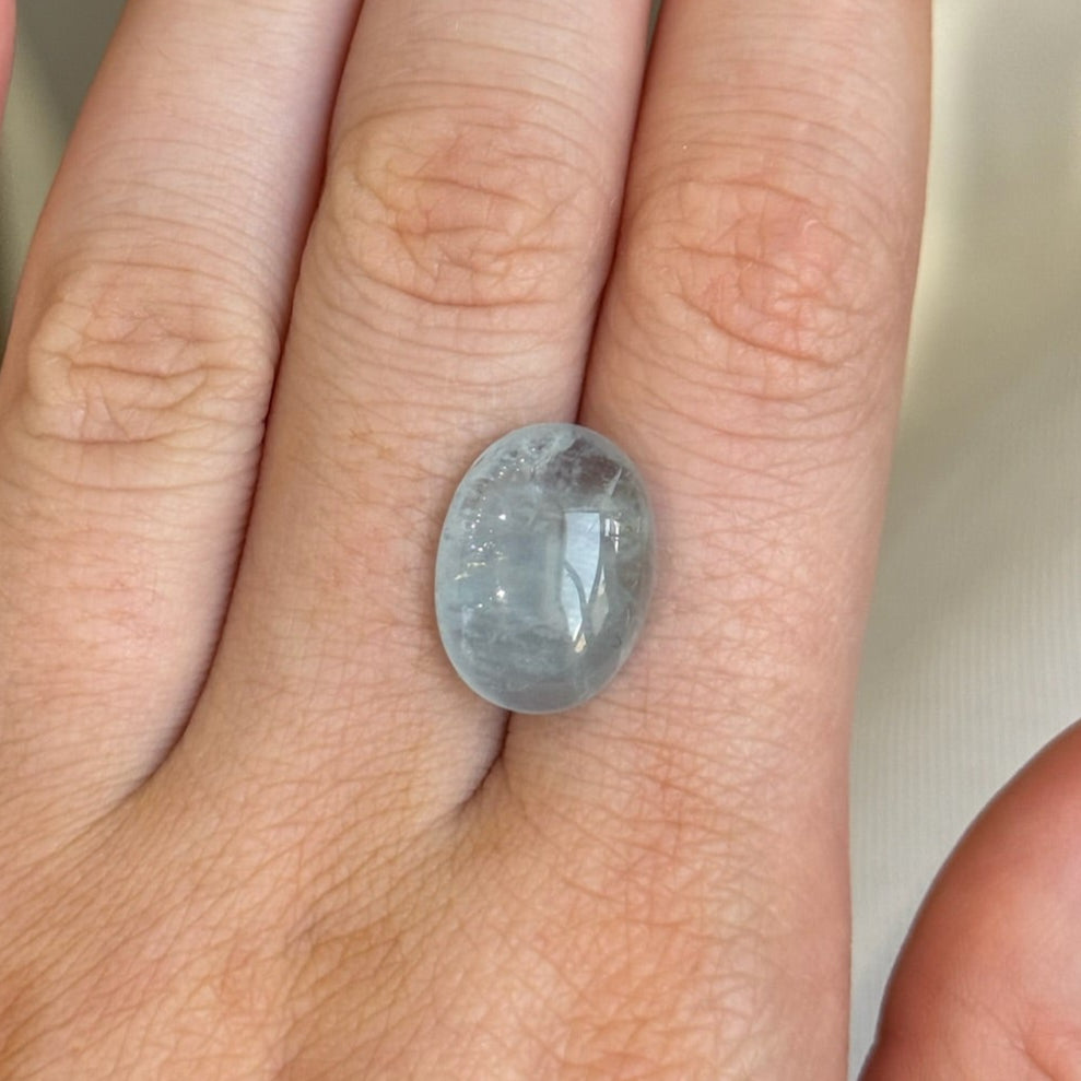 8.91ct Oval Cabochon Milky Aquamarine