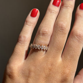 14K Rose Gold Marquise Diamond Flower Ring