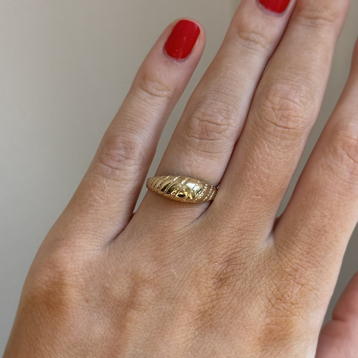 14K Yellow Gold Croissant Style Ring