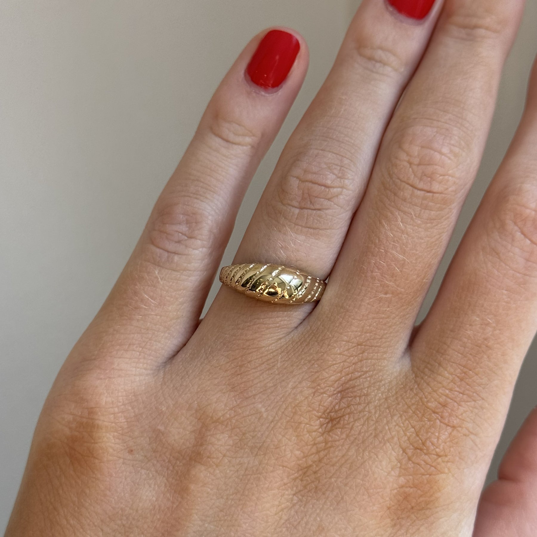 14K Yellow Gold Croissant Style Ring
