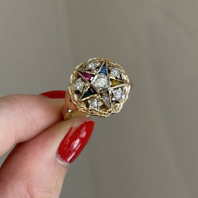 10K Yellow Gold Masonic Star Ring - Large