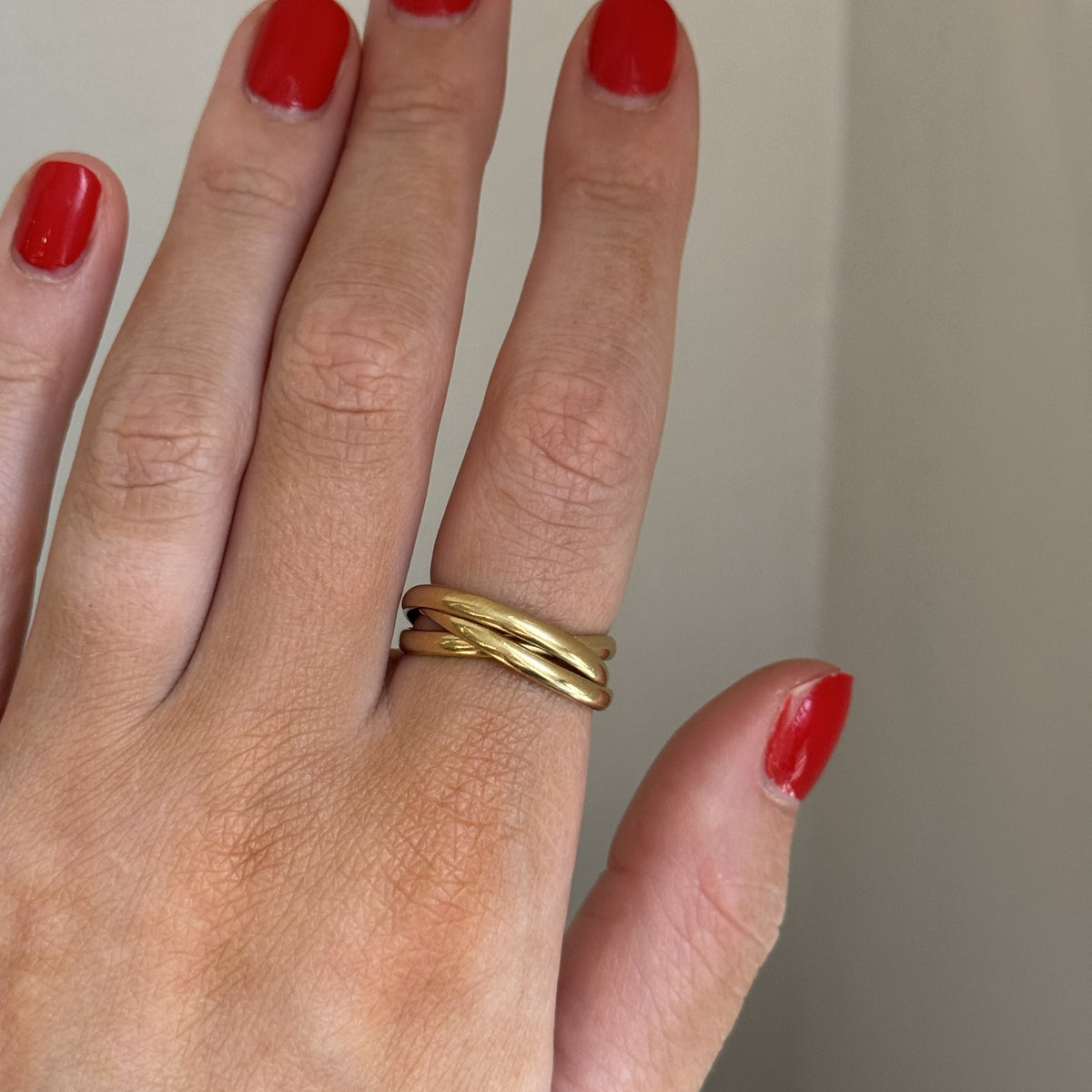14K Yellow Gold Connected Triple Band Ring