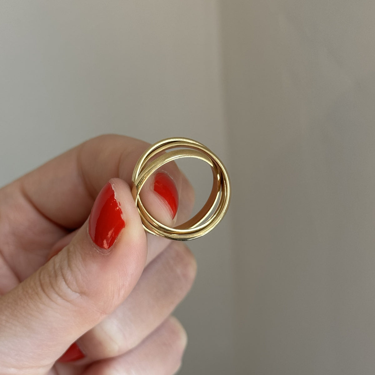 14K Yellow Gold Connected Triple Band Ring