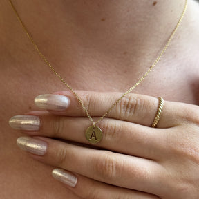 14K Yellow Gold "A" Disc Necklace
