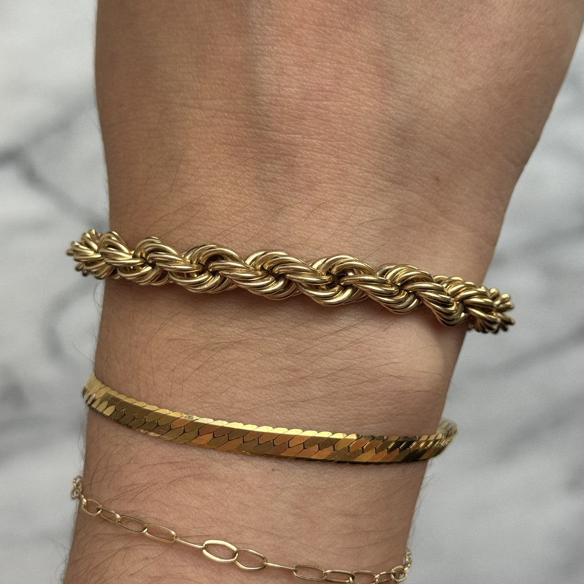 14K Yellow Gold Chunky Rope Chain Bracelet