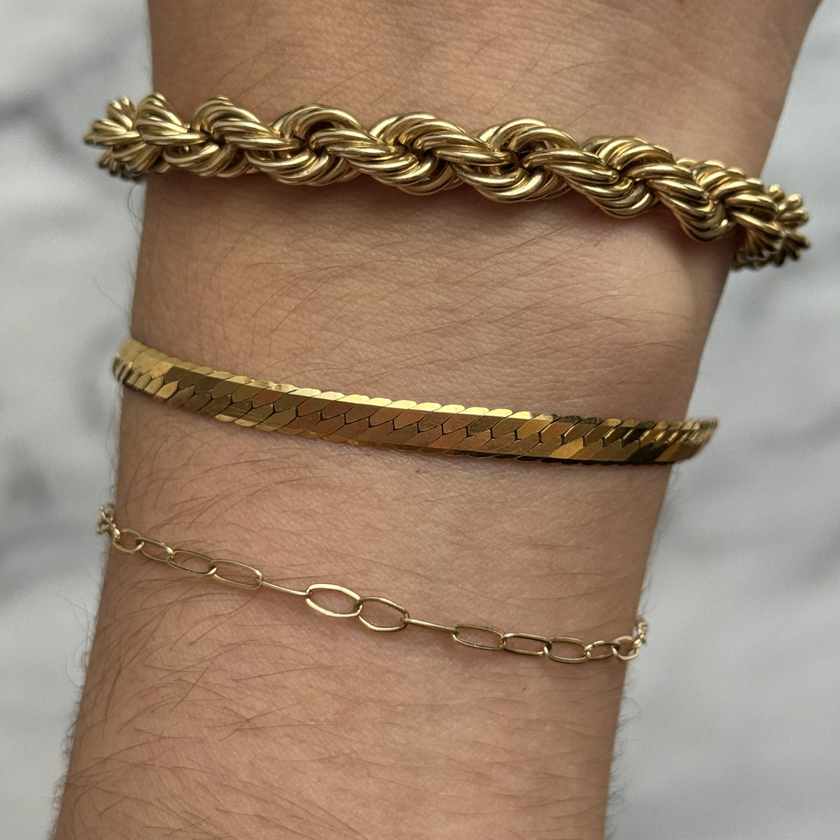 14K Yellow Gold Flat Chain Bracelet