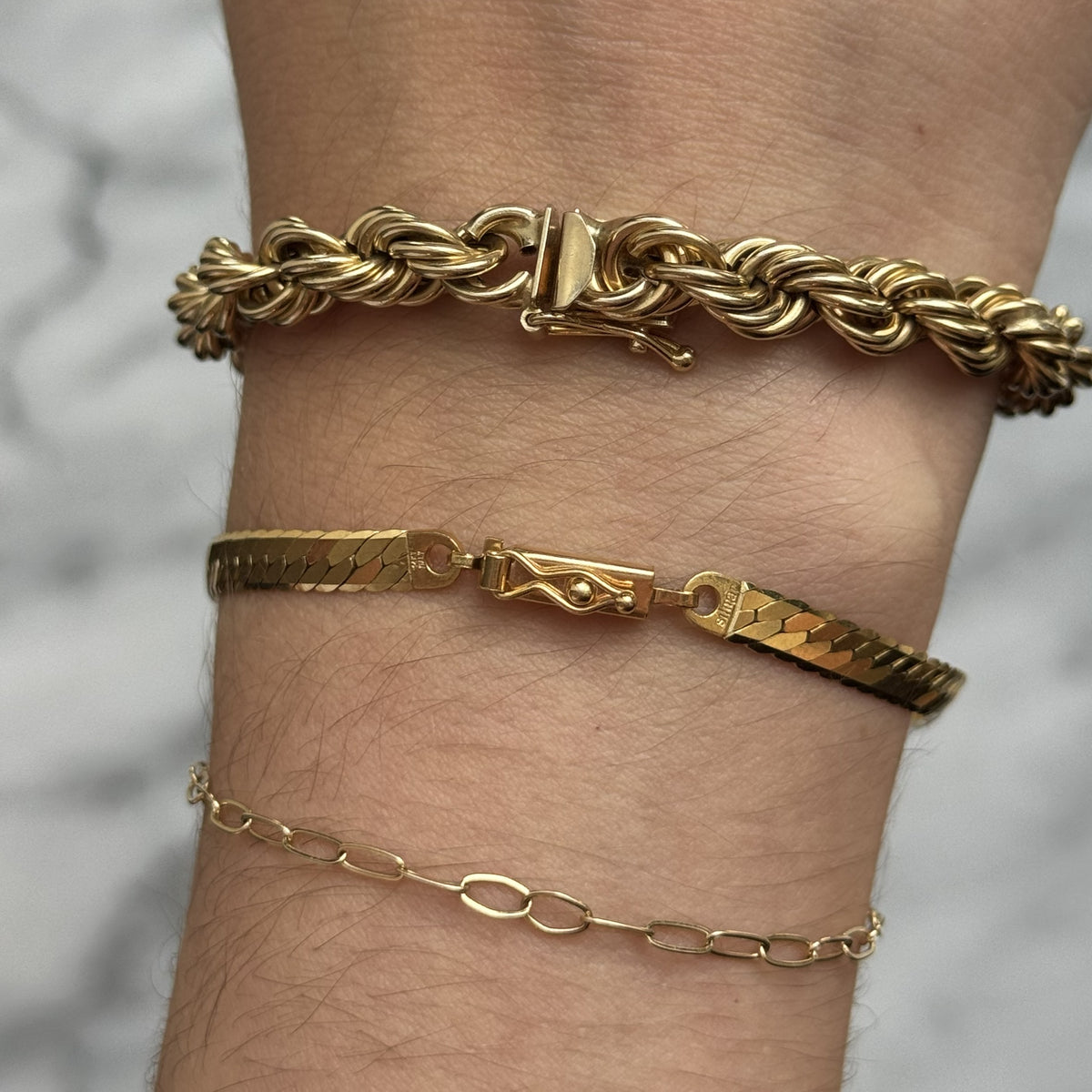 14K Yellow Gold Flat Chain Bracelet
