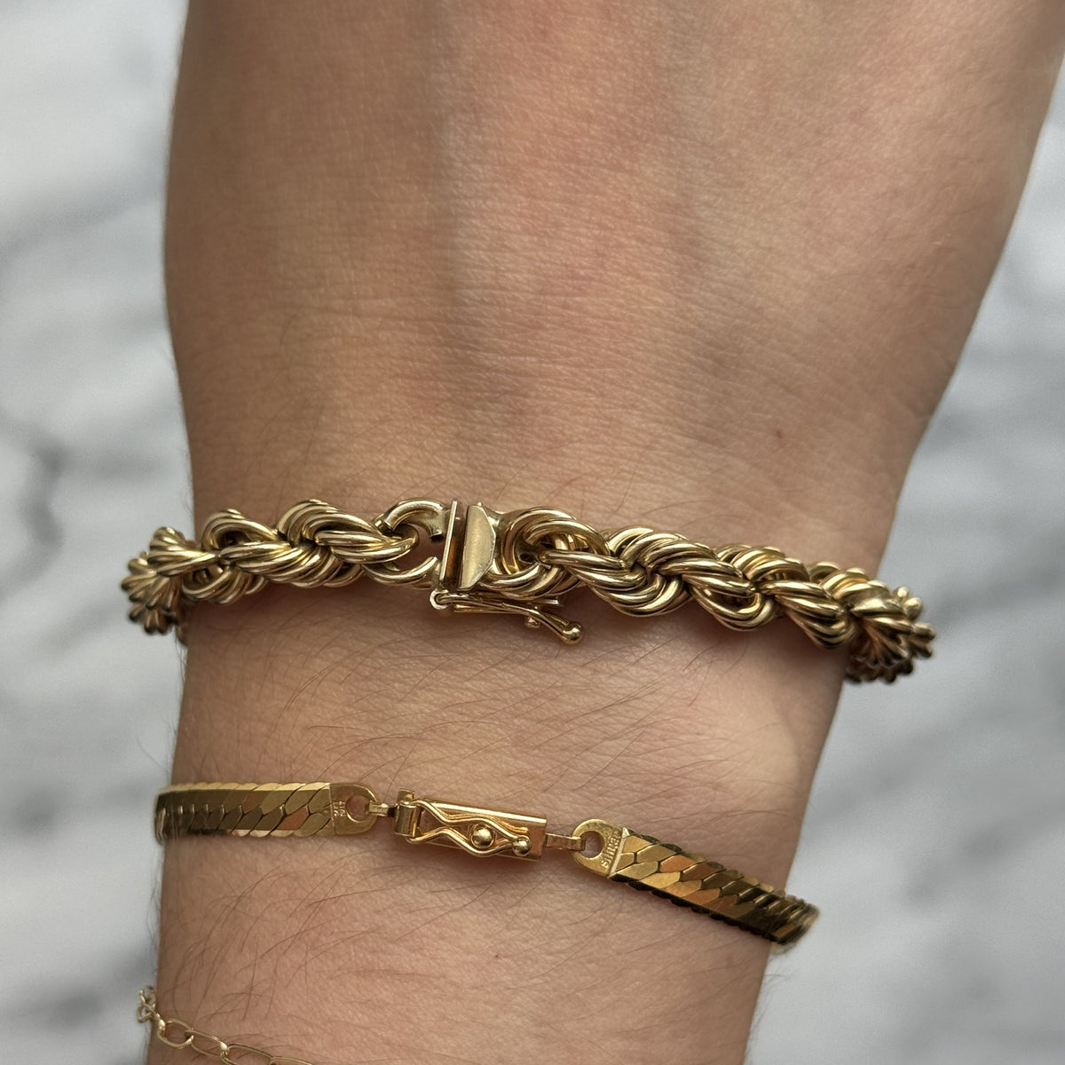 14K Yellow Gold Chunky Rope Chain Bracelet