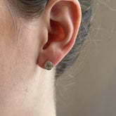 14K White Gold Prasiolite Stud Earrings