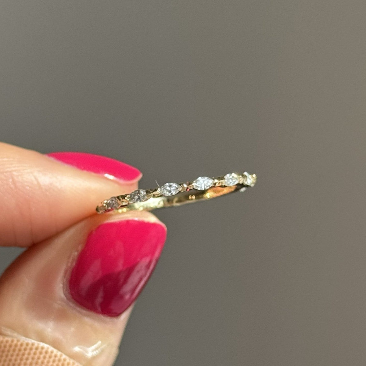 14K Yellow Gold East/West Lab Marquise Diamond Band