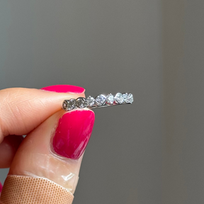 14K White Gold Lab Diamond Alternating Bezel Band