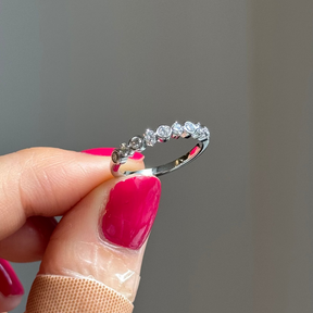 14K White Gold Lab Diamond Alternating Bezel Band