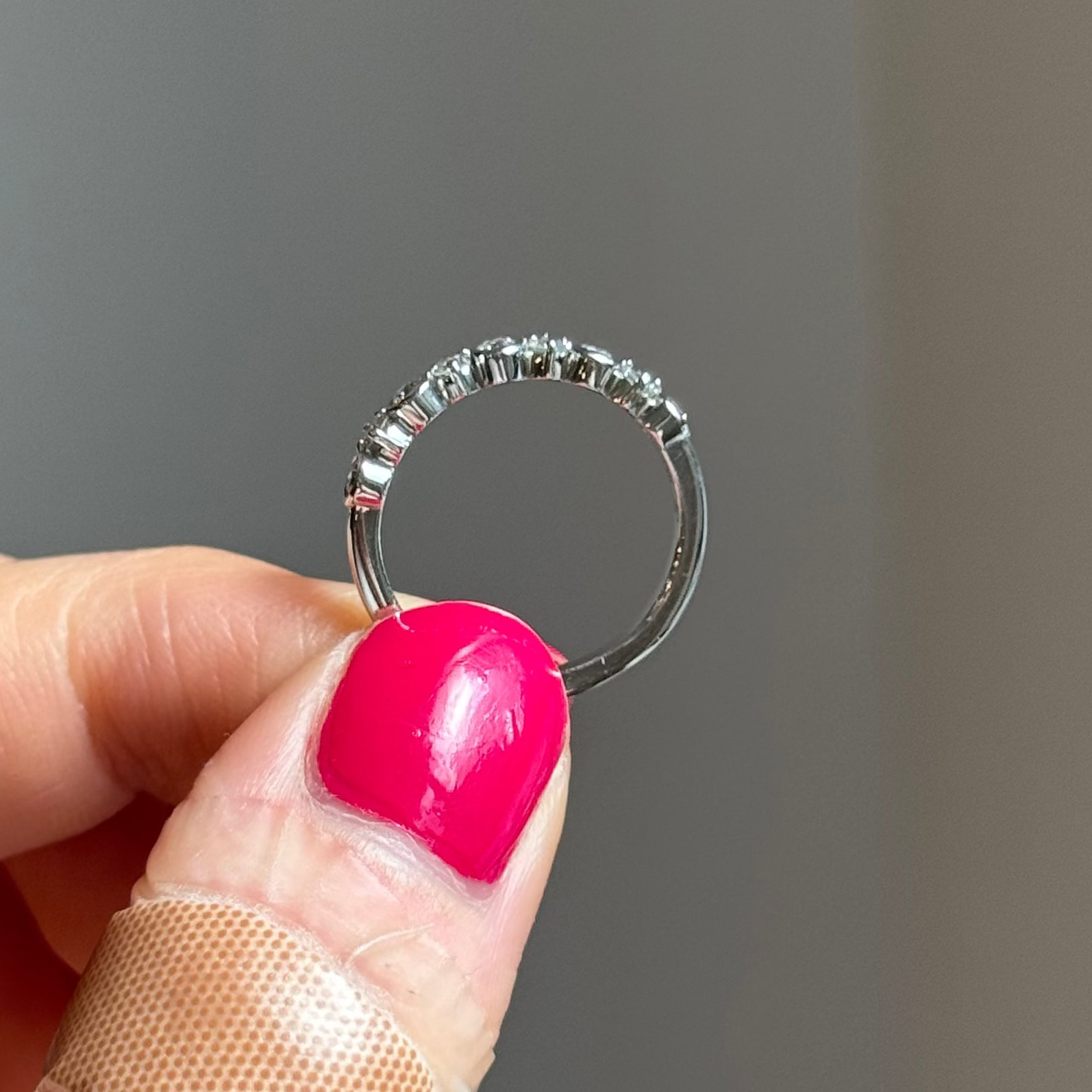 14K White Gold Lab Diamond Alternating Bezel Band