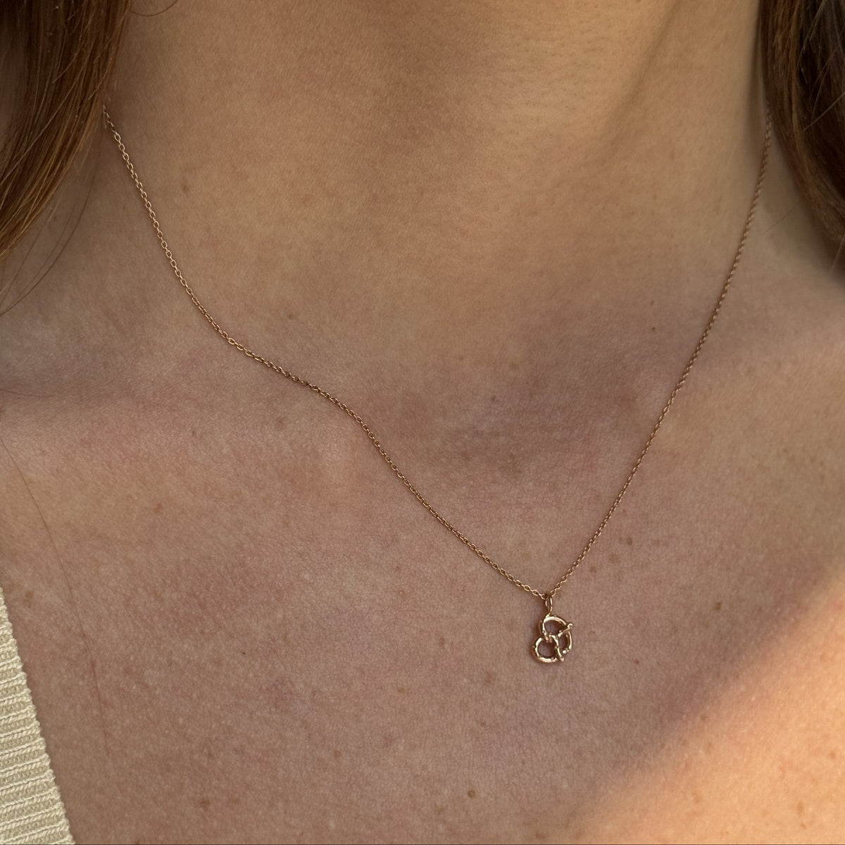 14K Gold Philly Pretzel Necklace