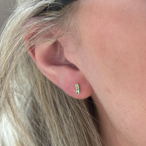 14K Yellow Gold SINGLE Green Emerald Stud