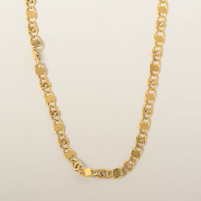 14k yellow gold fancy mirror knot chain necklace