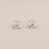 14k gold round brilliant cut lab grown diamond four prong stud earrings