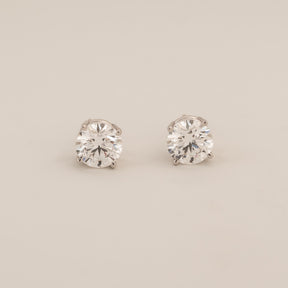 14k gold round brilliant cut lab grown diamond four prong stud earrings