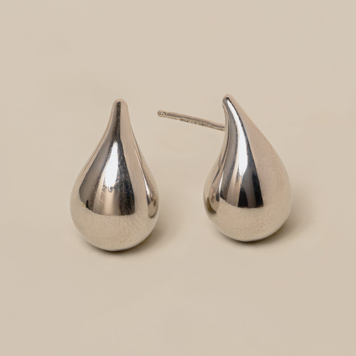 sterling silver puff teardrop chunky earrings