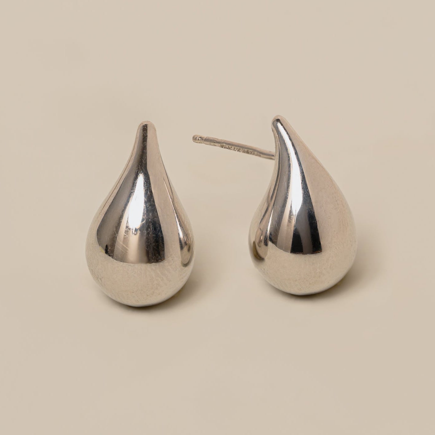 sterling silver puff teardrop chunky earrings