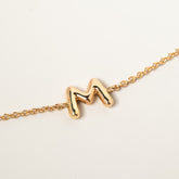 14k gold sterling silver bubble puff initial charm bracelet