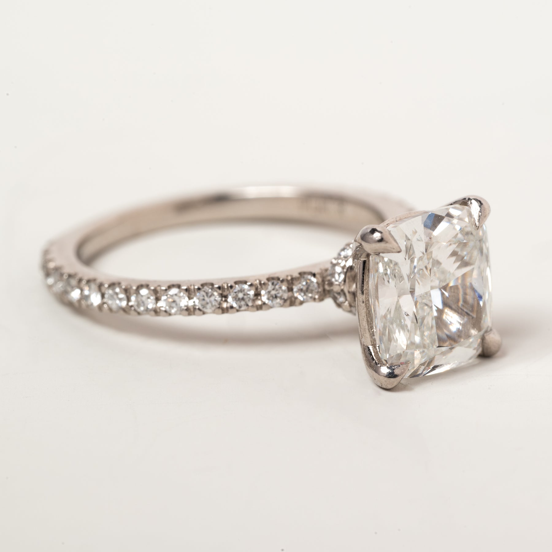 Platinum 2.16ct Lab Grown Cushion Engagement Ring