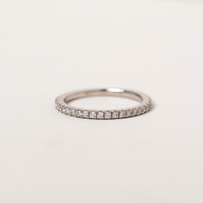 platinum lab grown diamond pave french split prongs 3/4 eternity wedding band