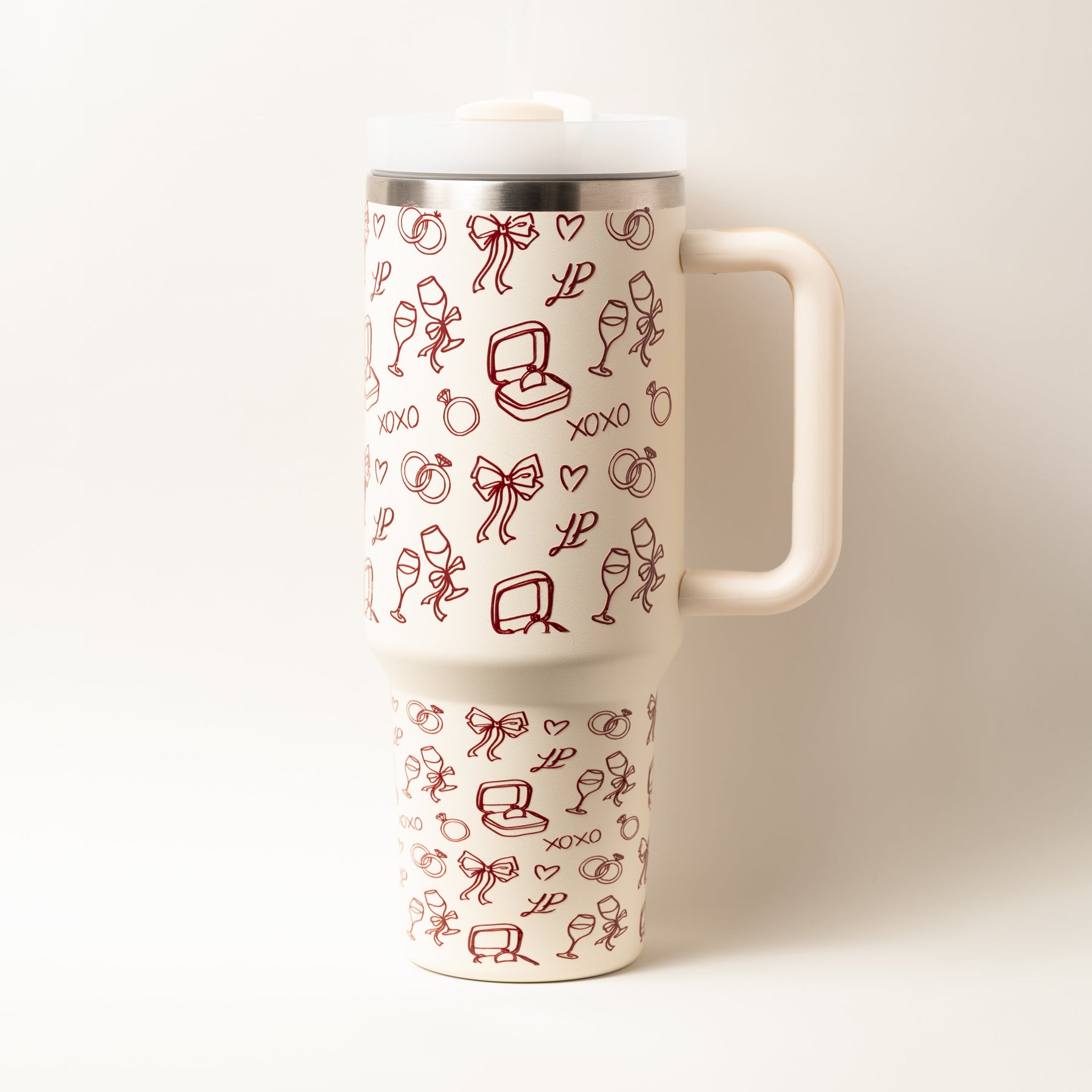 LP doodle art 40oz travel tumbler cup with handle